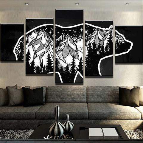 Pine Forest Bear Abstract Canvas Wall Art