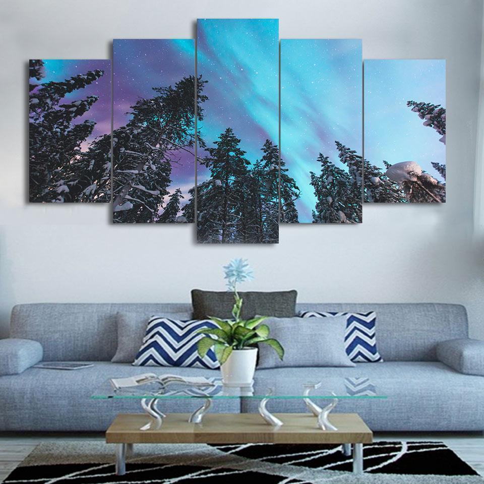 Pine Forest Sky Scenery Nature Canvas Wall Art
