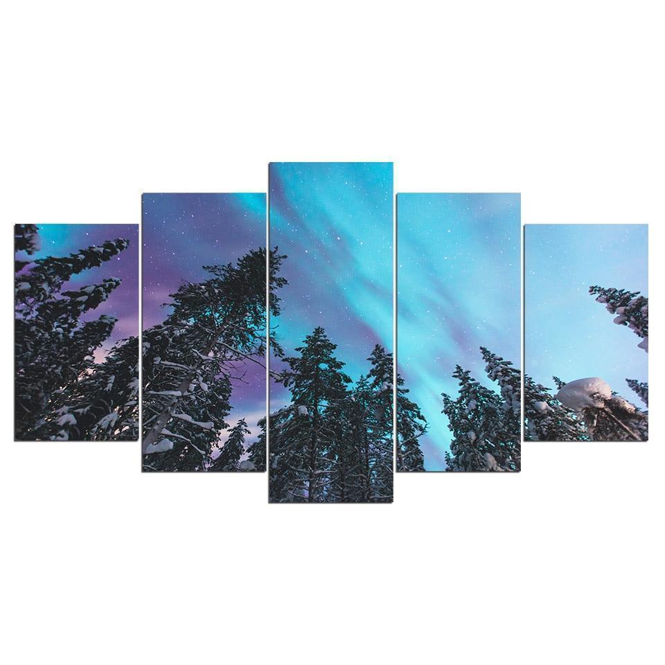 Pine Forest Sky Scenery Nature Canvas Wall Art