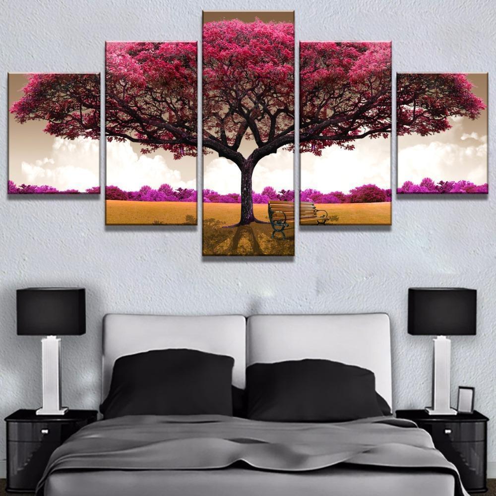 Pink Big Tree Posters Nature Canvas Wall Art