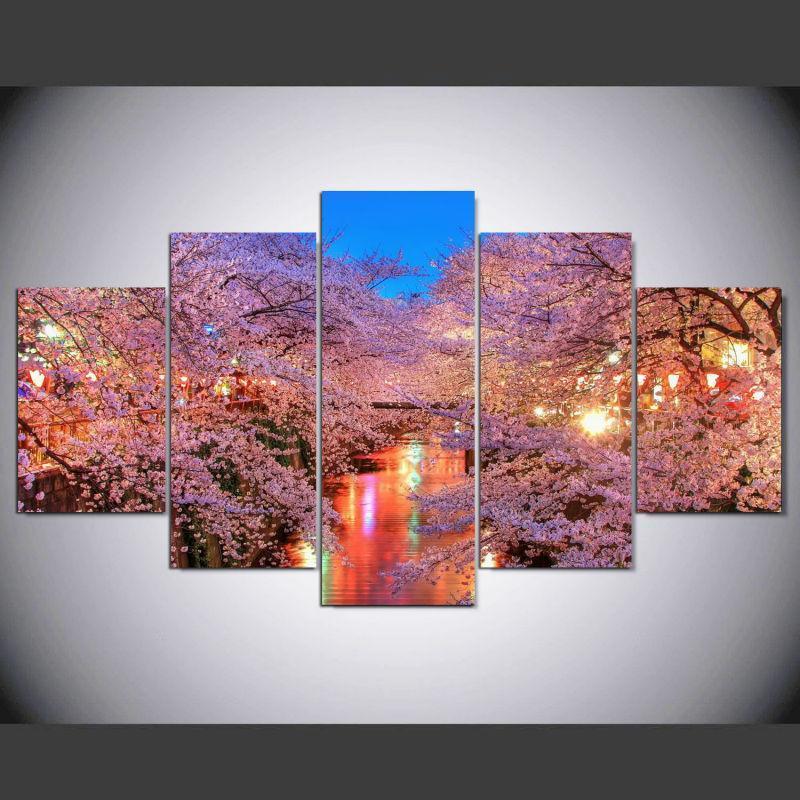 Pink Flower Sakura Nature Canvas Wall Art