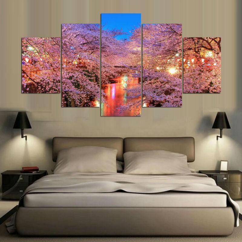 Pink Flower Sakura Nature Canvas Wall Art
