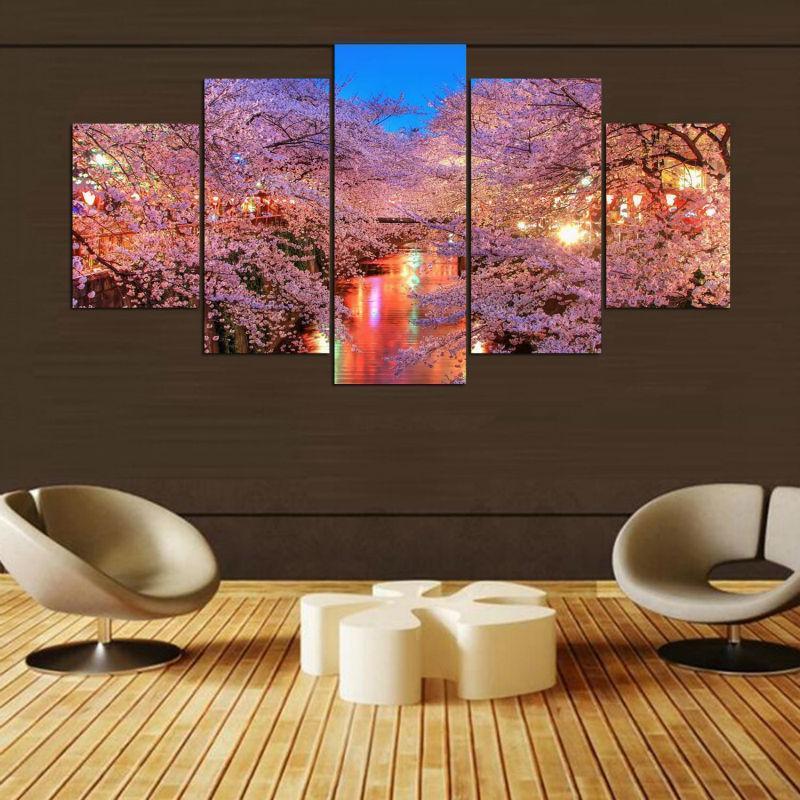 Pink Flower Sakura Nature Canvas Wall Art