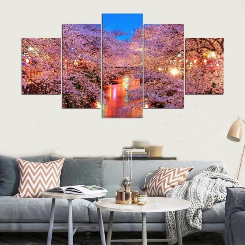 Pink Flower Sakura Nature Canvas Wall Art