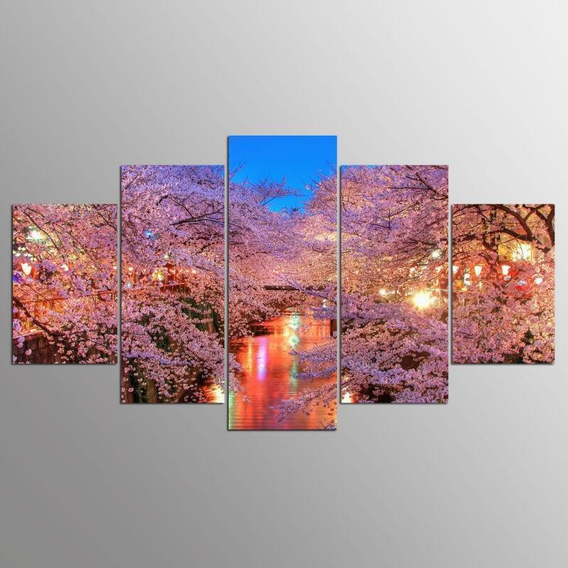 Pink Flower Sakura Nature Canvas Wall Art