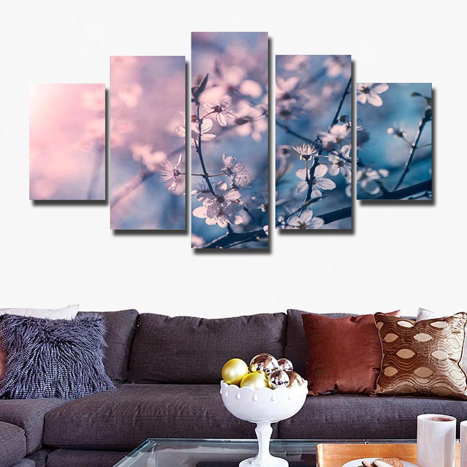 Pink Plum Blossom Flowers Nature Canvas Wall Art