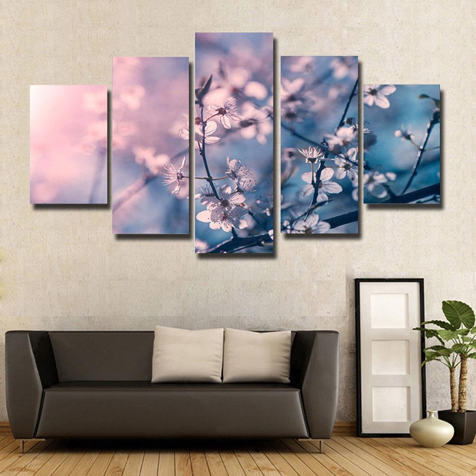 Pink Plum Blossom Flowers Nature Canvas Wall Art