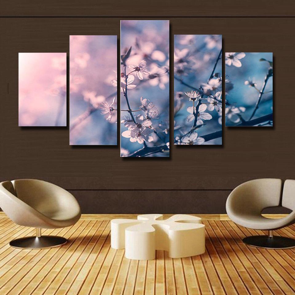 Pink Plum Blossom Flowers Nature Canvas Wall Art