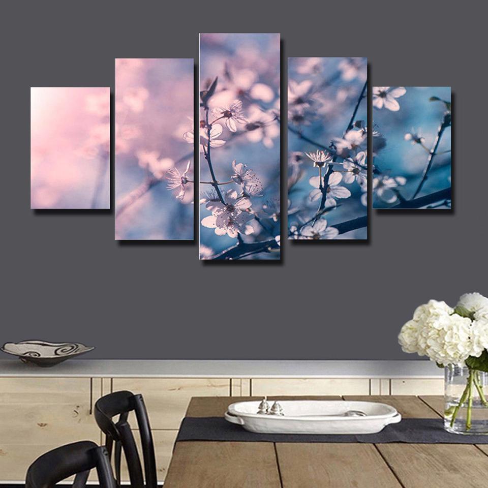 Pink Plum Blossom Flowers Nature Canvas Wall Art