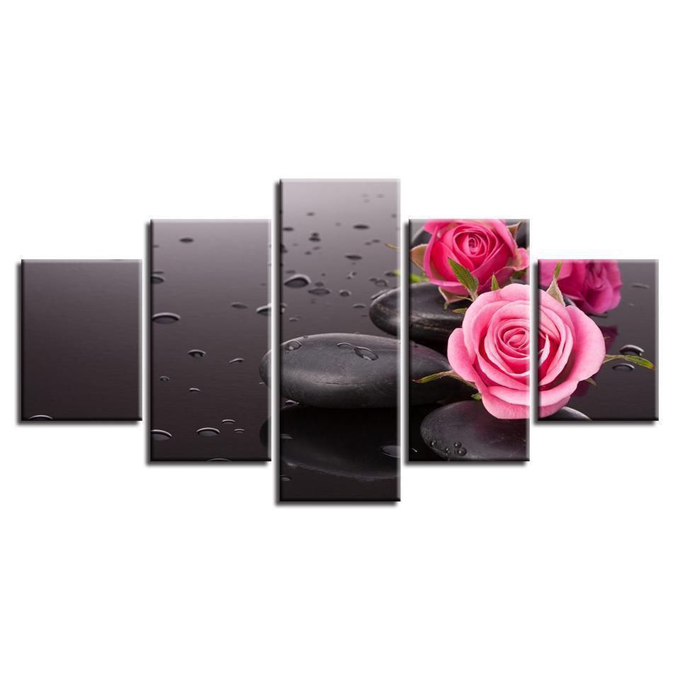 Pink Rose Flowers Nature Canvas Wall Art