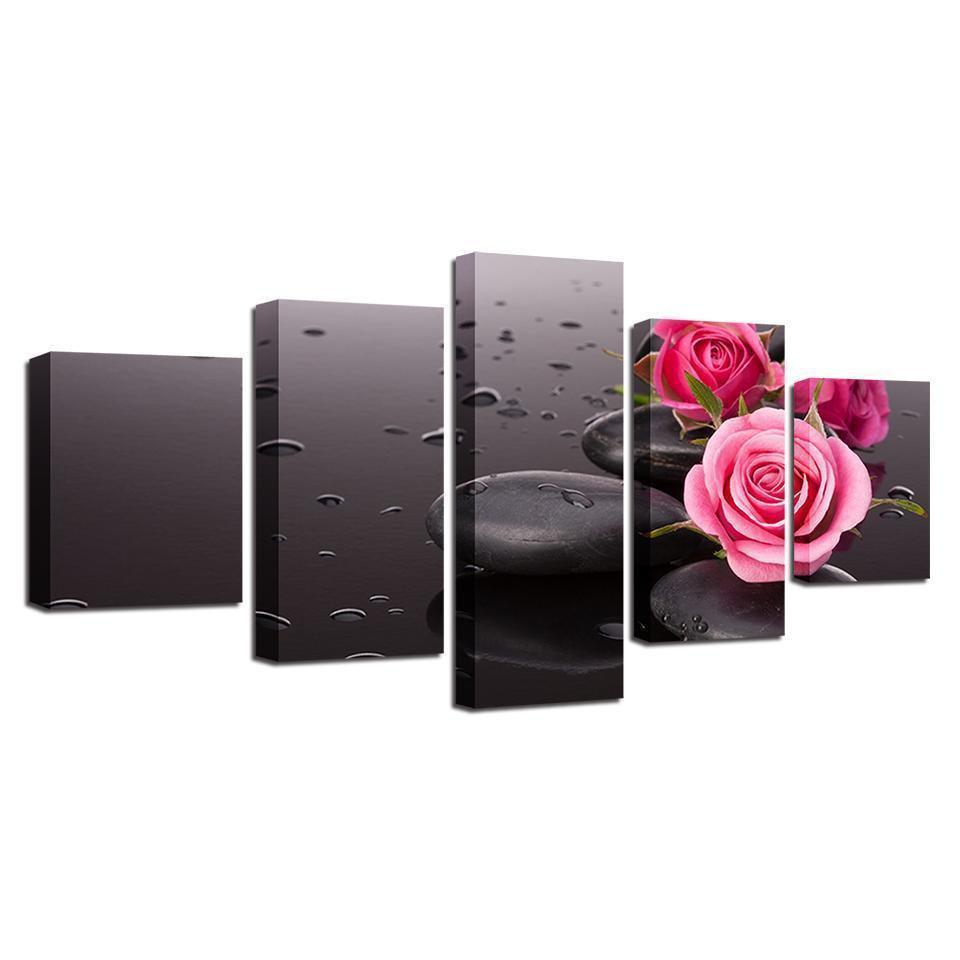 Pink Rose Flowers Nature Canvas Wall Art