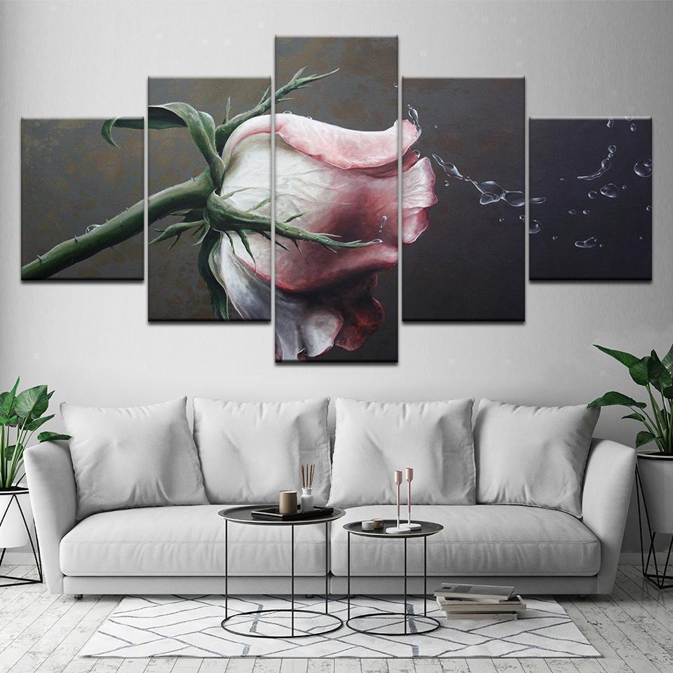Pink Roses Flowers Nature Canvas Wall Art