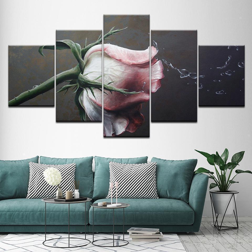 Pink Roses Flowers Nature Canvas Wall Art