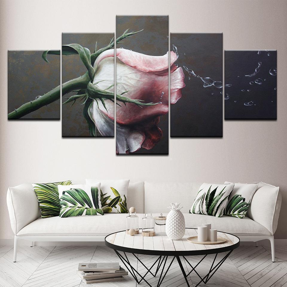 Pink Roses Flowers Nature Canvas Wall Art