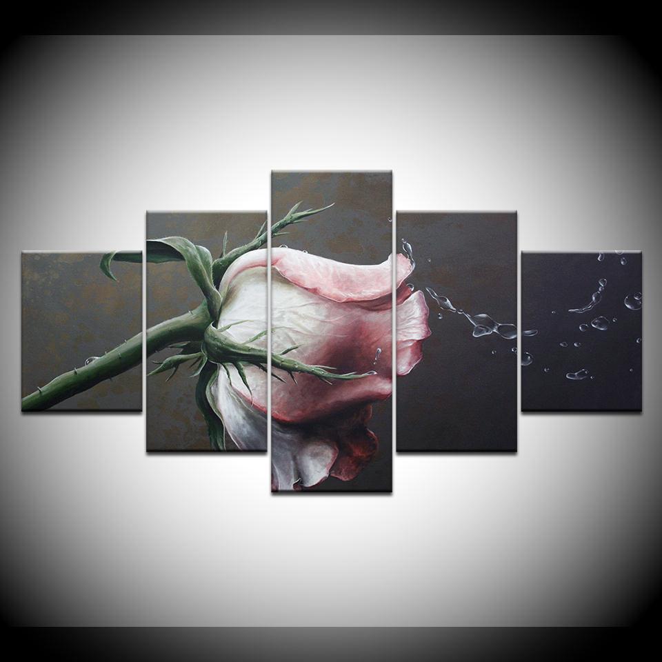 Pink Roses Flowers Nature Canvas Wall Art