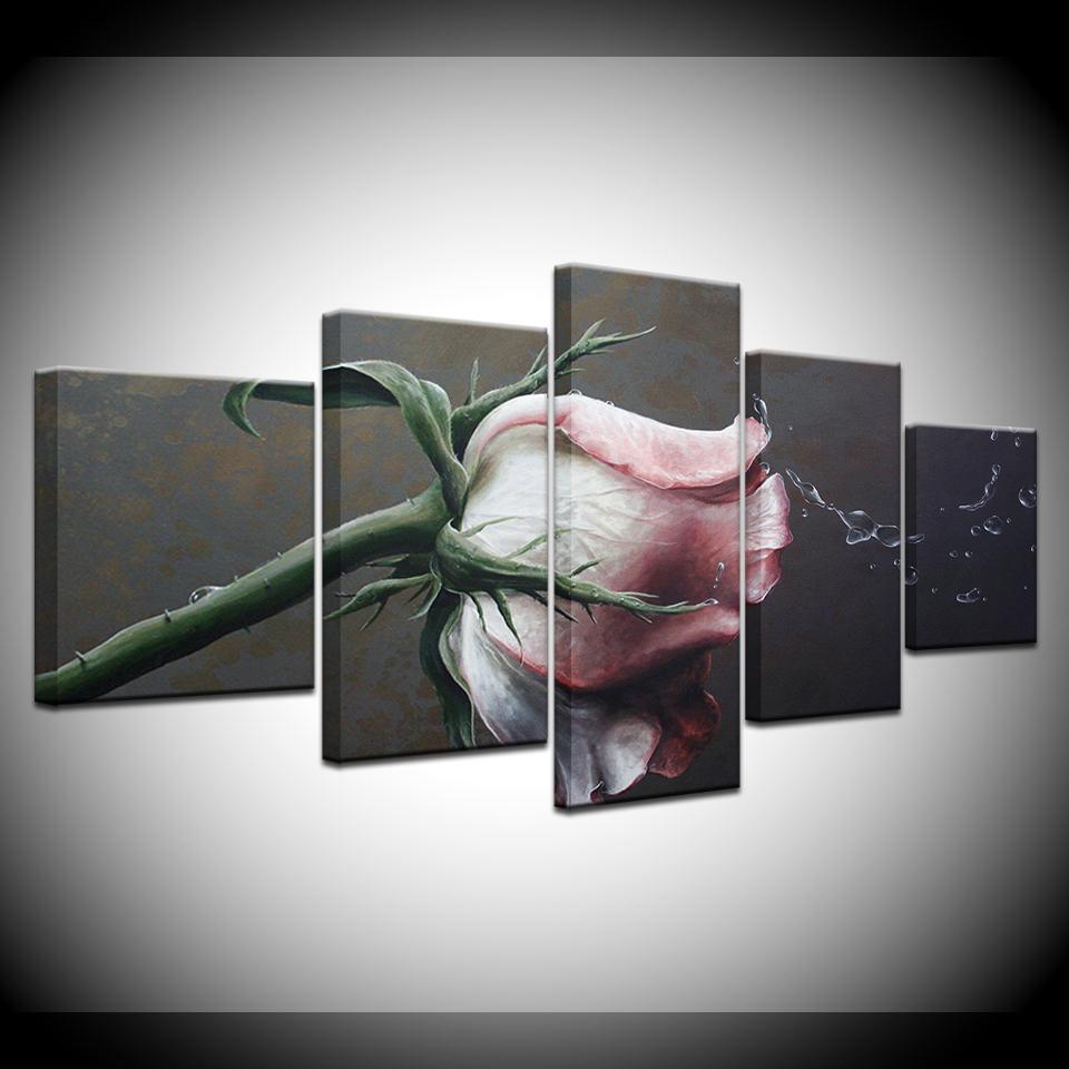 Pink Roses Flowers Nature Canvas Wall Art