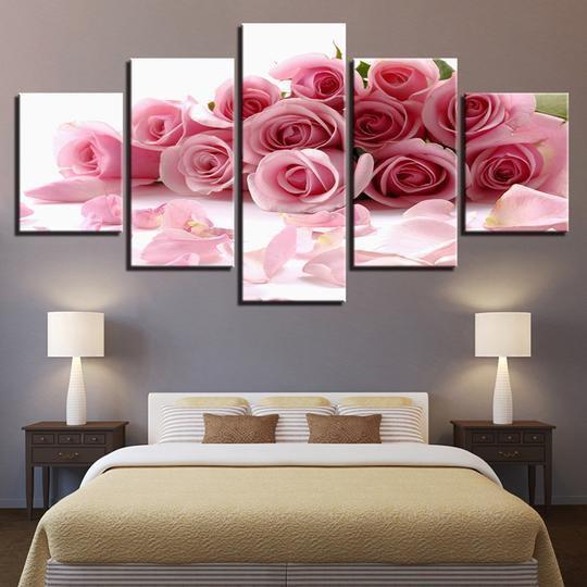 Pink Roses Nature Canvas Wall Art
