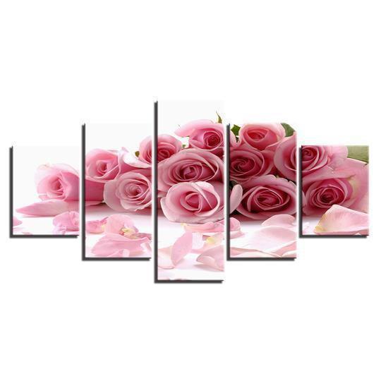 Pink Roses Nature Canvas Wall Art