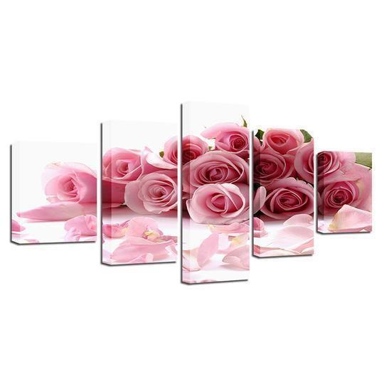 Pink Roses Nature Canvas Wall Art