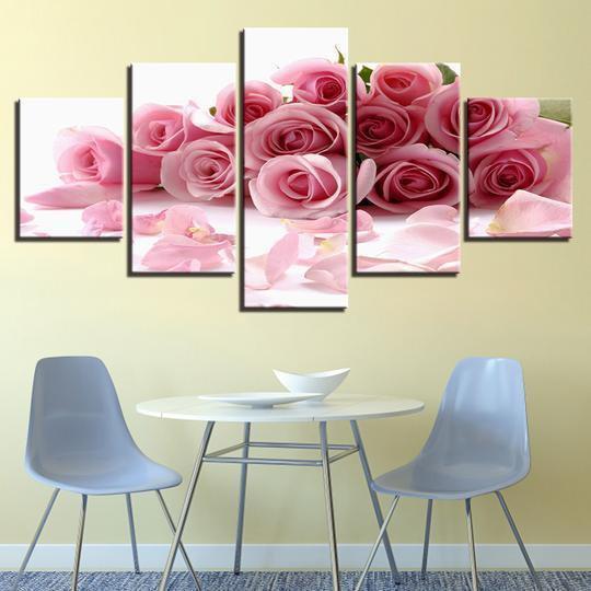 Pink Roses Nature Canvas Wall Art