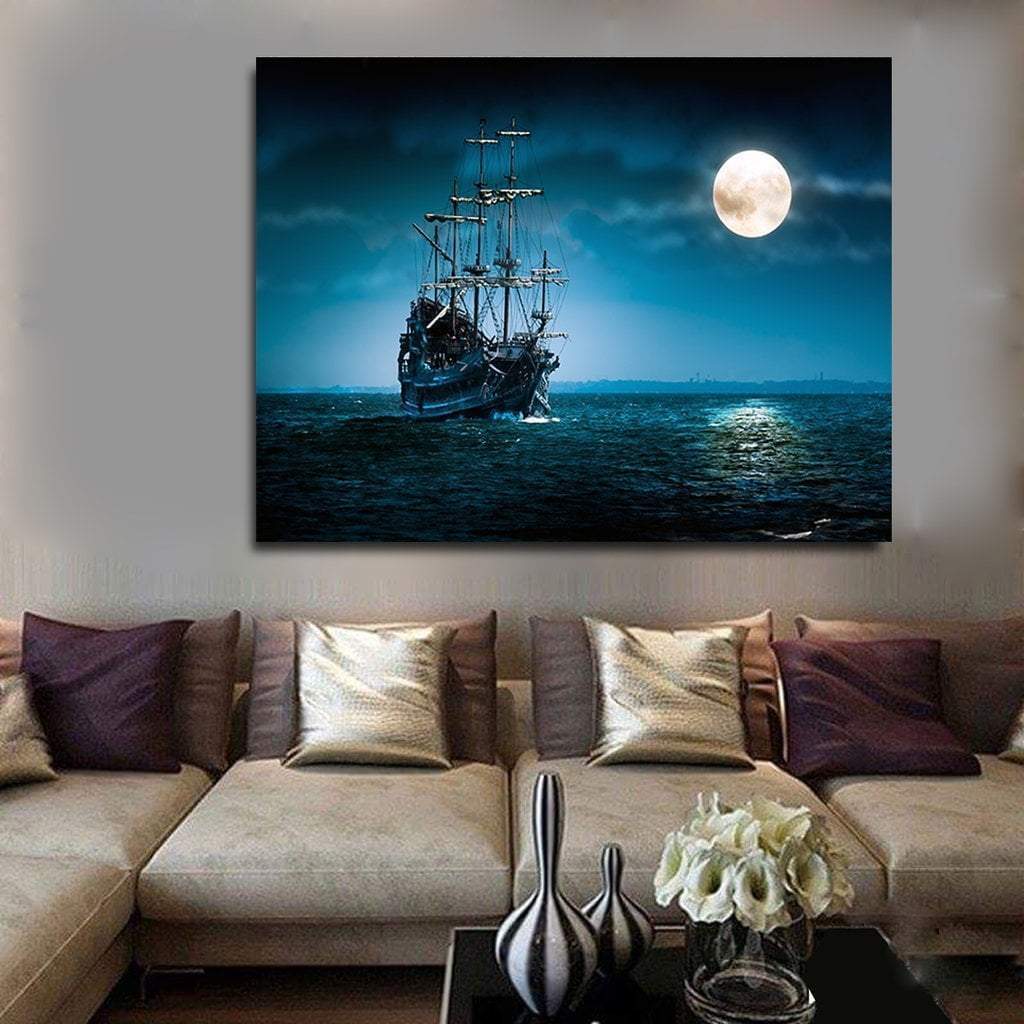 Pirate Ship The Flying Dutchman Ghost Ship Framed Davy Jones Jack Sparrow Ship -ocean Beach Canvas Wall Art