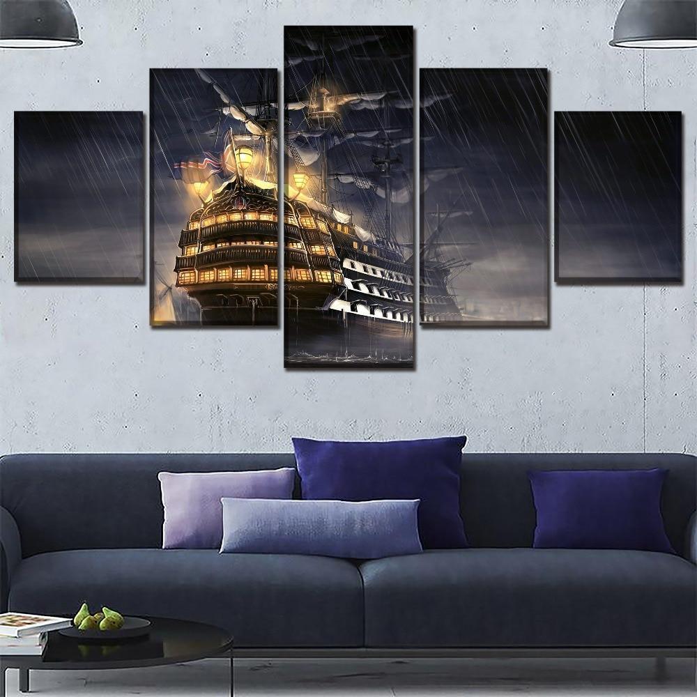 Pirates of the Caribbean Pirate Boat Movie Canvas Wall Art