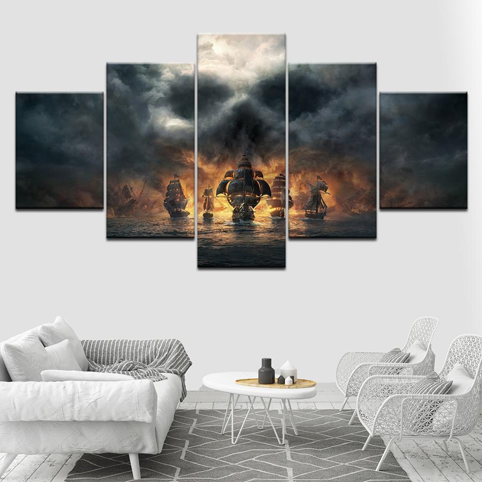 Pirates of the Caribbean Pirate Boats 1 Movie Canvas Wall Art