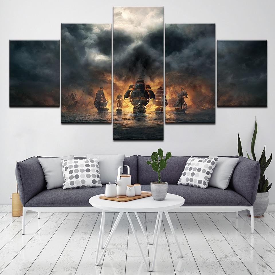 Pirates of the Caribbean Pirate Boats 1 Movie Canvas Wall Art