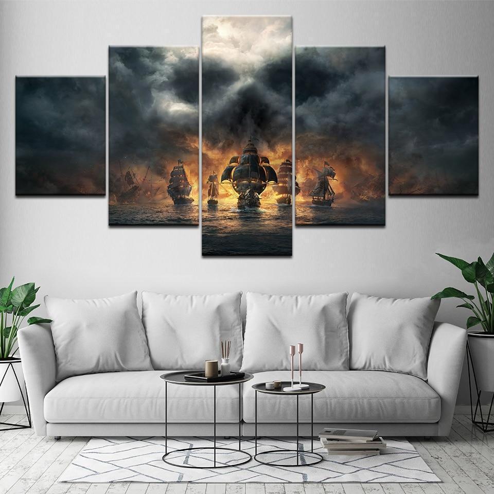 Pirates of the Caribbean Pirate Boats 1 Movie Canvas Wall Art