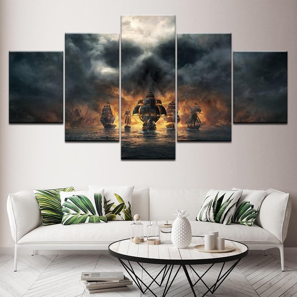 Pirates of the Caribbean Pirate Boats 1 Movie Canvas Wall Art