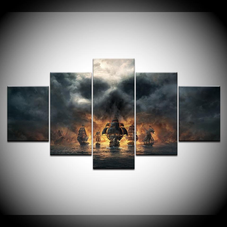 Pirates of the Caribbean Pirate Boats 1 Movie Canvas Wall Art