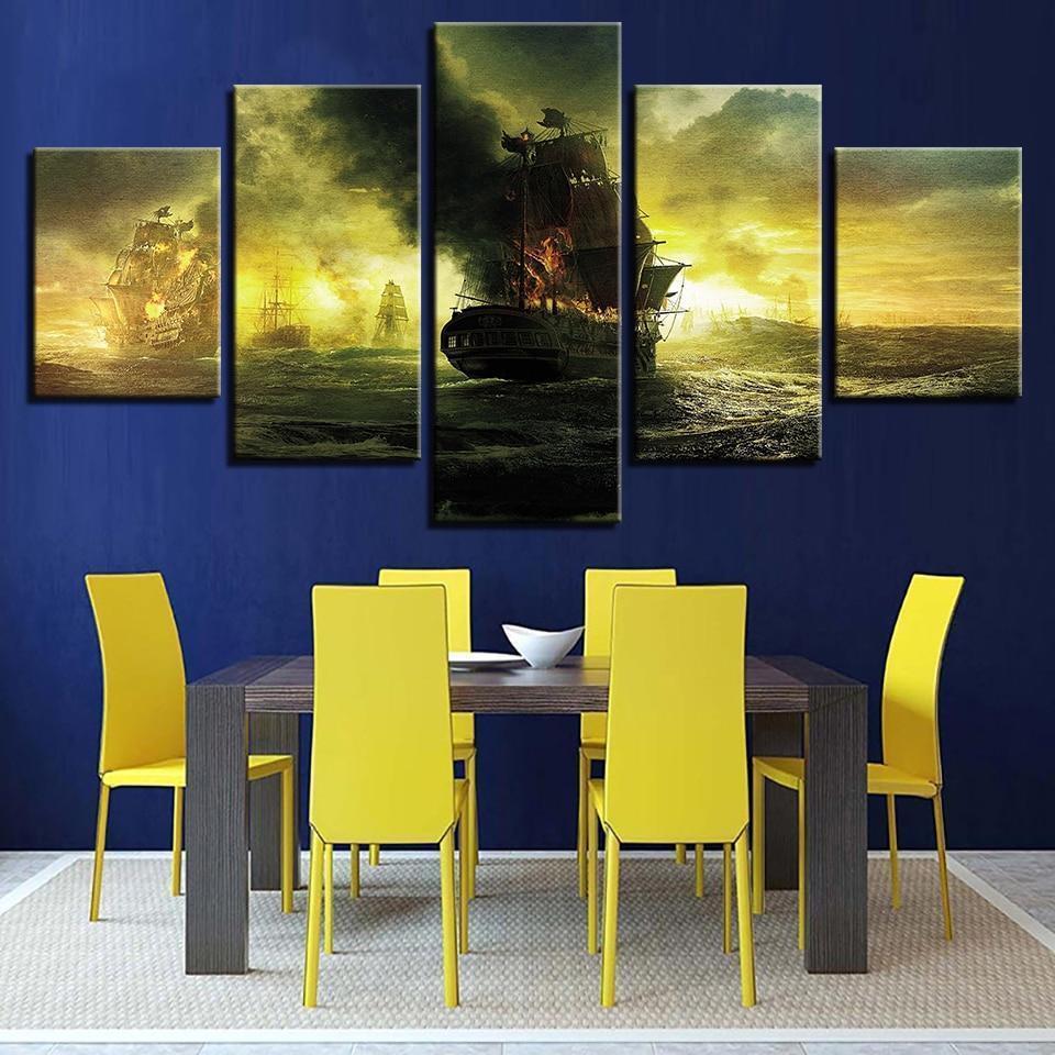 Pirates of the Caribbean Pirate Boats 2 Movie Canvas Wall Art