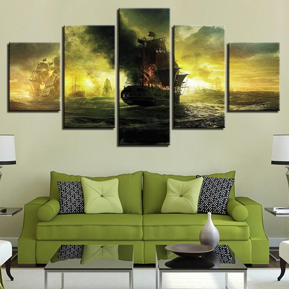 Pirates of the Caribbean Pirate Boats 2 Movie Canvas Wall Art