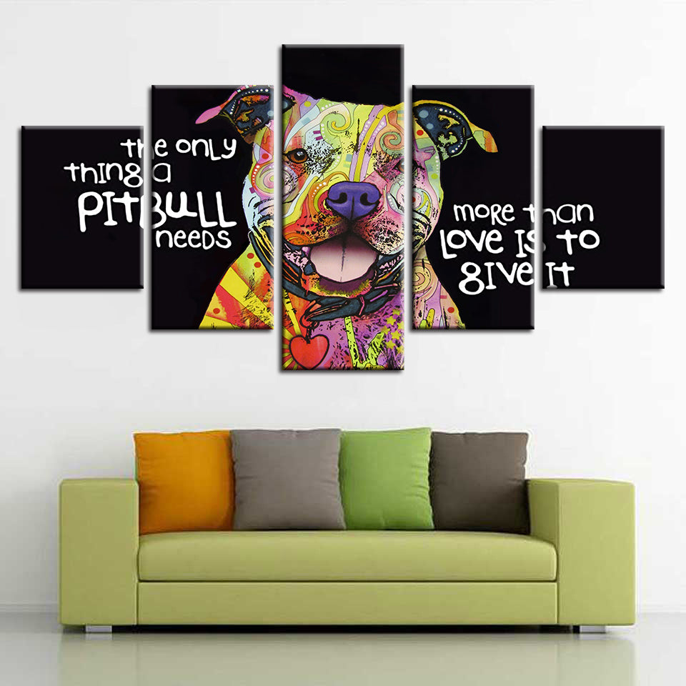 Pitbull Dog Abstract Animal Canvas Wall Art