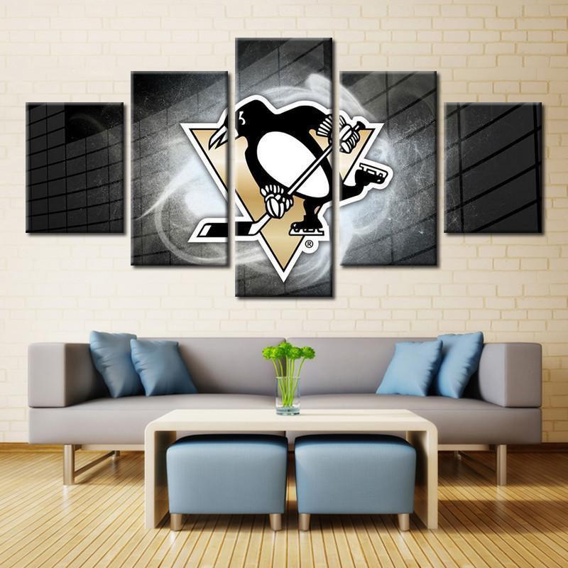 Pittsburgh Penguins Logo 4   Ice Hockey Canvas Wall Art