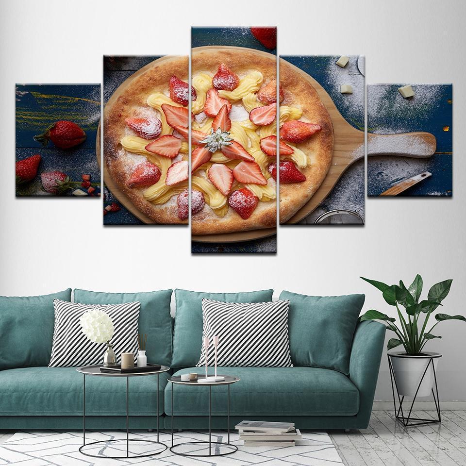 Pizza Strawberry Kitchen Canvas Wall Art
