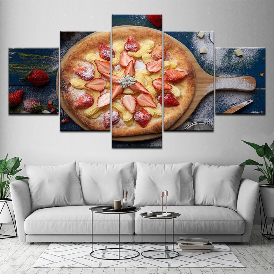 Pizza Strawberry Kitchen Canvas Wall Art