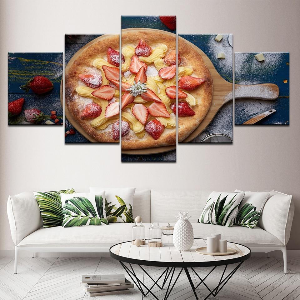 Pizza Strawberry Kitchen Canvas Wall Art