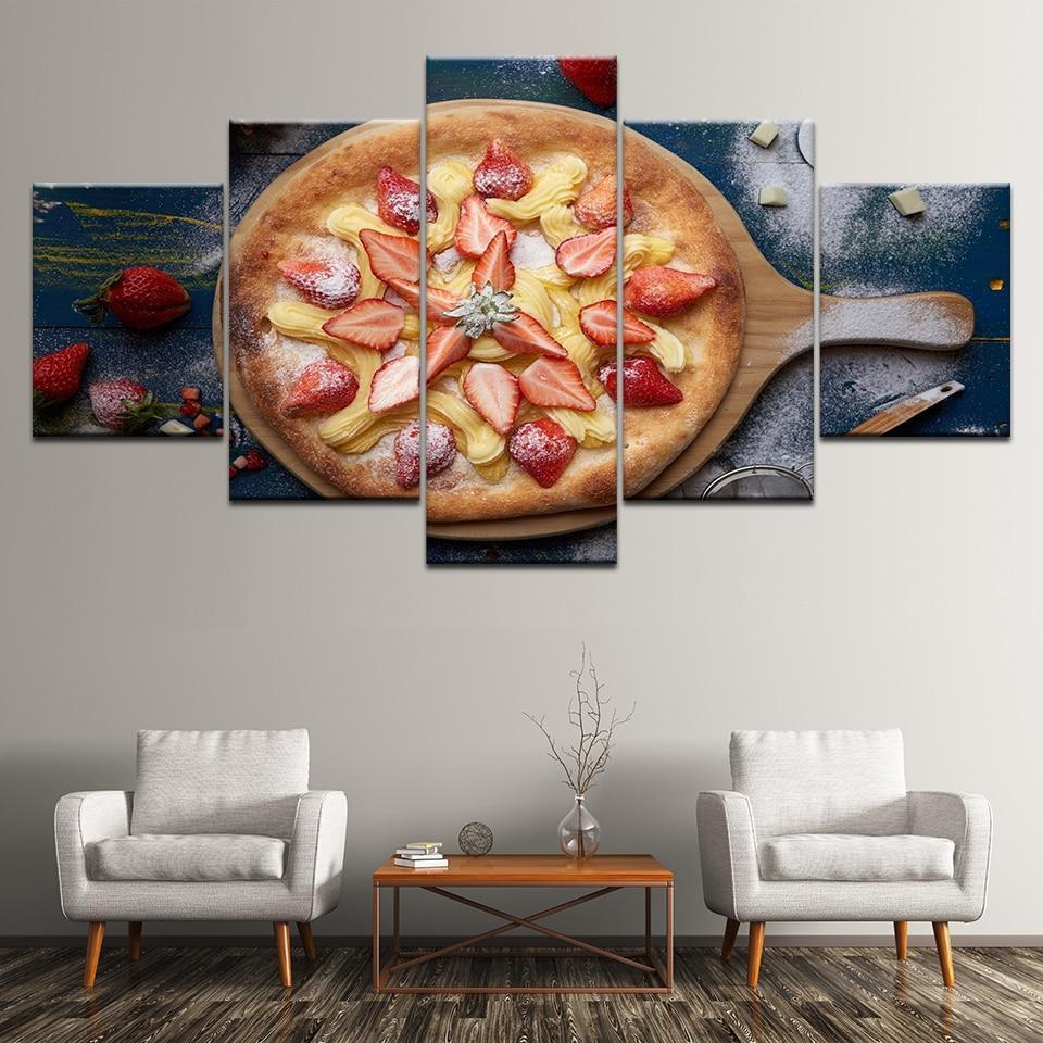 Pizza Strawberry Kitchen Canvas Wall Art