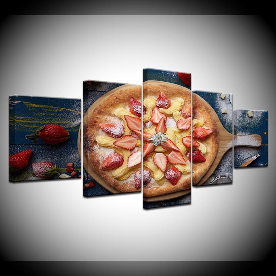 Pizza Strawberry Kitchen Canvas Wall Art