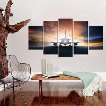 Plane In The Sunset Airplane Canvas Wall Art