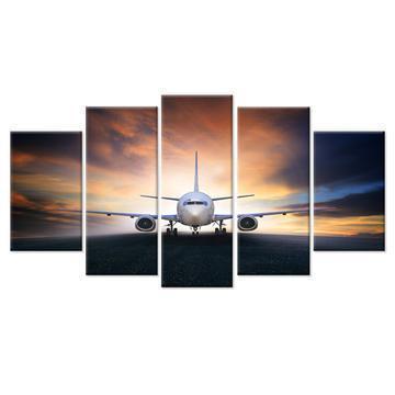 Plane In The Sunset Airplane Canvas Wall Art