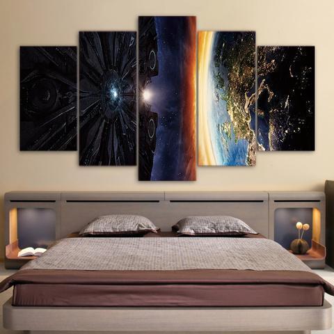 Planet And Space Aircraft Space Canvas Wall Art