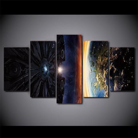 Planet And Space Aircraft Space Canvas Wall Art