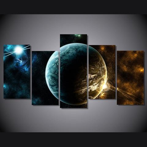 Planet And Starry Sky Space Canvas Wall Art