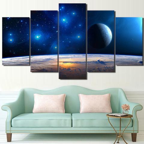 Planet And Stars Space Canvas Wall Art