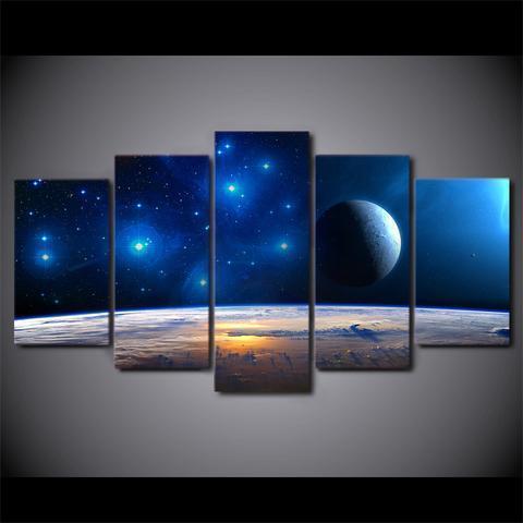 Planet And Stars Space Canvas Wall Art