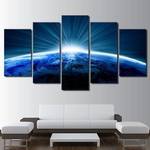 Planet Blue Space Canvas Wall Art