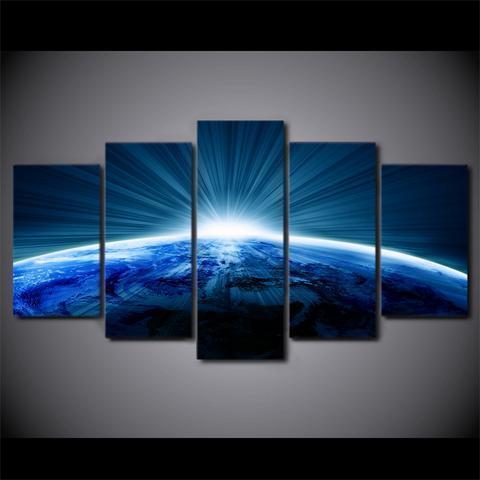 Planet Blue Space Canvas Wall Art