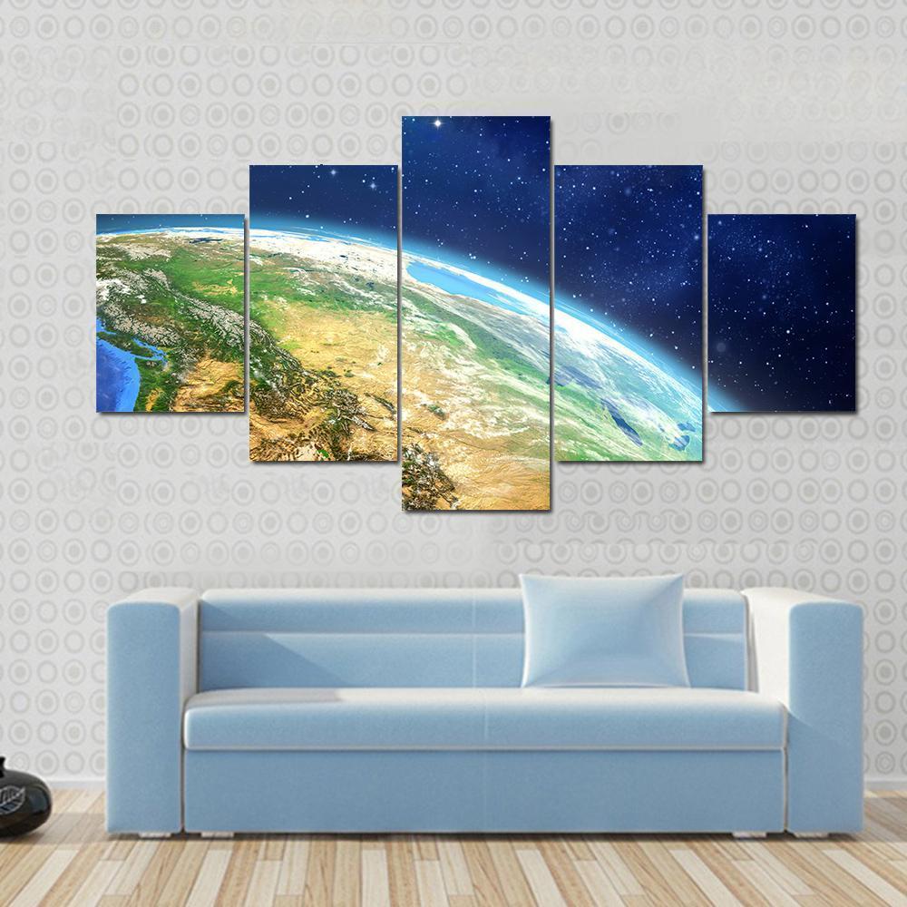 Planet Earth From Space Illustration Space Canvas Wall Art